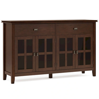 WYNDENHALL Stratford 60 Wide Solid Wood Transitional Large 4 Door Sideboard Buffet - 17d x 60w x 34h
