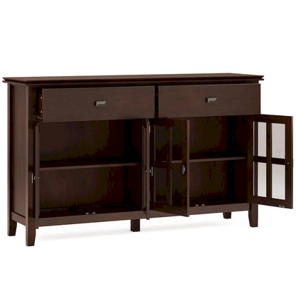 WYNDENHALL Stratford 60 Wide Solid Wood Transitional Large 4 Door Sideboard Buffet - 17d x 60w x 34h