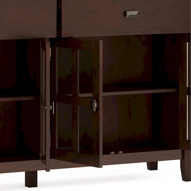 WYNDENHALL Stratford 60 Wide Solid Wood Transitional Large 4 Door Sideboard Buffet - 17d x 60w x 34h