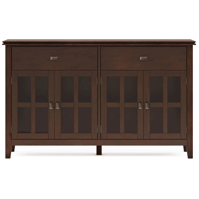 WYNDENHALL Stratford 60 Wide Solid Wood Transitional Large 4 Door Sideboard Buffet - 17d x 60w x 34h