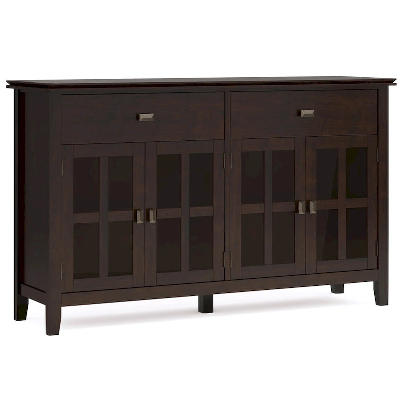 WYNDENHALL Stratford 60 Wide Solid Wood Transitional Large 4 Door Sideboard Buffet - 17d x 60w x 34h