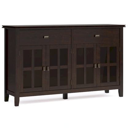 WYNDENHALL Stratford 60 Wide Solid Wood Transitional Large 4 Door Sideboard Buffet - 17d x 60w x 34h