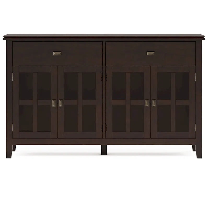 WYNDENHALL Stratford 60 Wide Solid Wood Transitional Large 4 Door Sideboard Buffet - 17d x 60w x 34h