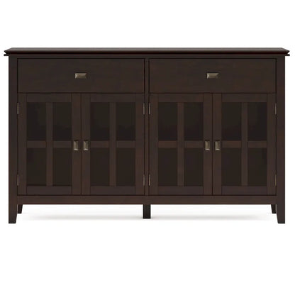 WYNDENHALL Stratford 60 Wide Solid Wood Transitional Large 4 Door Sideboard Buffet - 17d x 60w x 34h