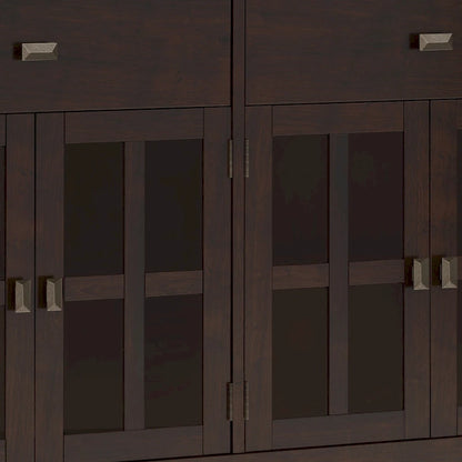 WYNDENHALL Stratford 60 Wide Solid Wood Transitional Large 4 Door Sideboard Buffet - 17d x 60w x 34h