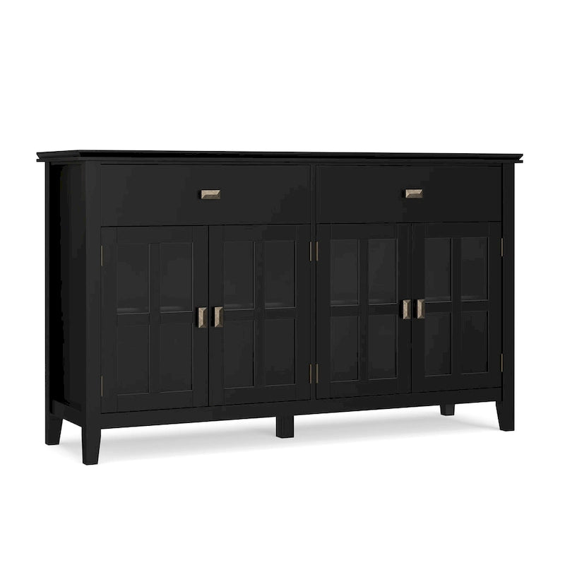 WYNDENHALL Stratford 60 Wide Solid Wood Transitional Large 4 Door Sideboard Buffet - 17d x 60w x 34h