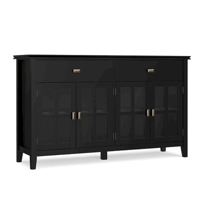 WYNDENHALL Stratford 60 Wide Solid Wood Transitional Large 4 Door Sideboard Buffet - 17d x 60w x 34h