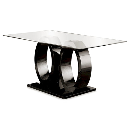 Furniture of America Raji Contemporary 63-inch Double Ring Glass Top Table