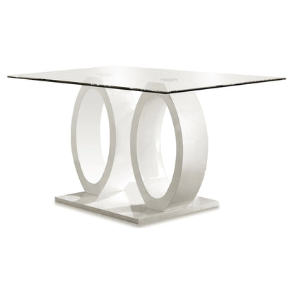 Furniture of America Raji Contemporary 63-inch Double Ring Glass Top Table