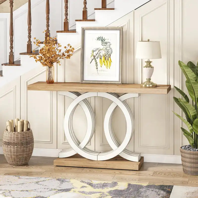 Farmhouse Console Sofa Table, 55 Inches Entryway Hallway Foyer Table