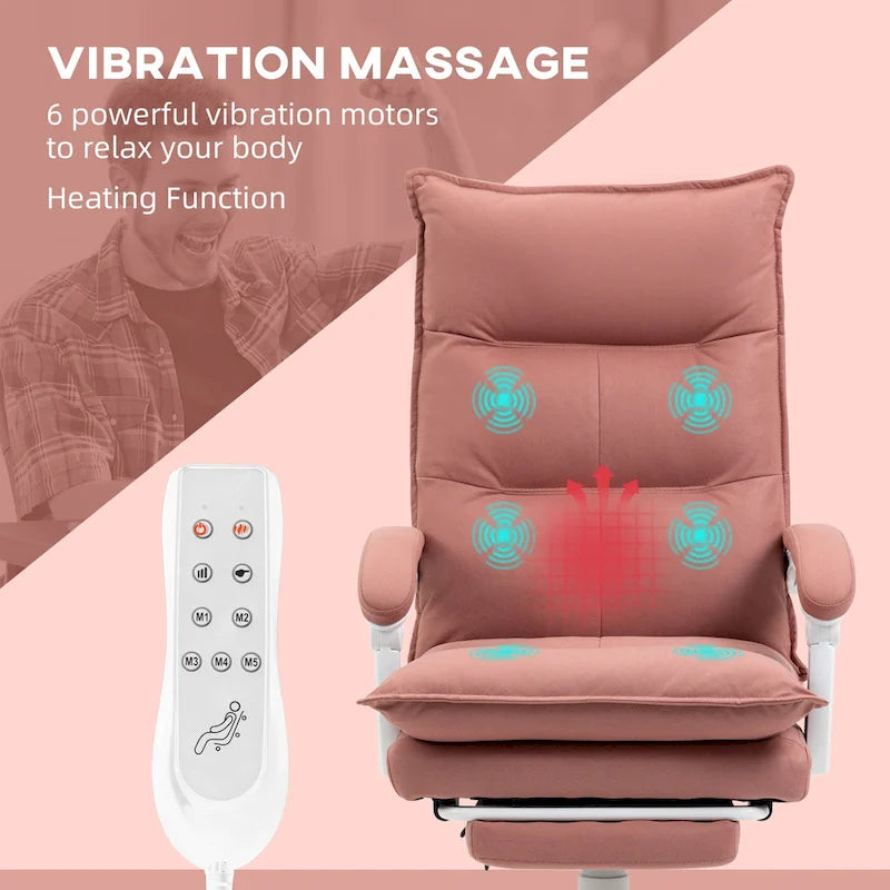 Vinsetto High Back Massage Office Chair with 6 Vibration Points, Heated Reclining Microfiber Computer Chair with Footrest