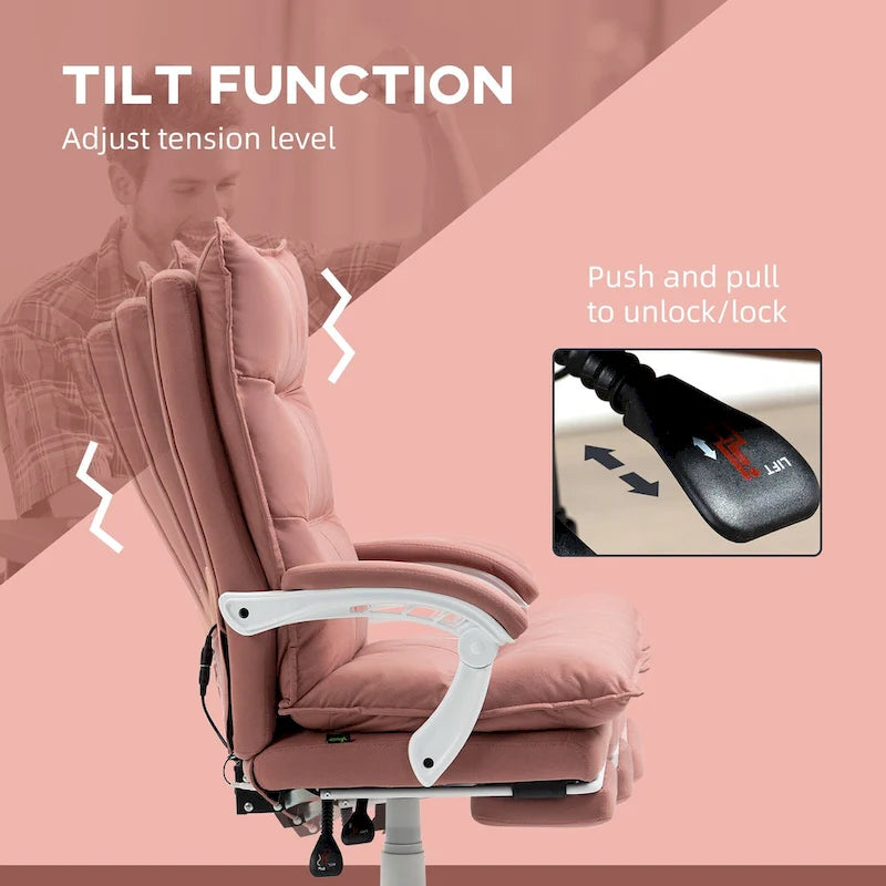 Vinsetto High Back Massage Office Chair with 6 Vibration Points, Heated Reclining Microfiber Computer Chair with Footrest