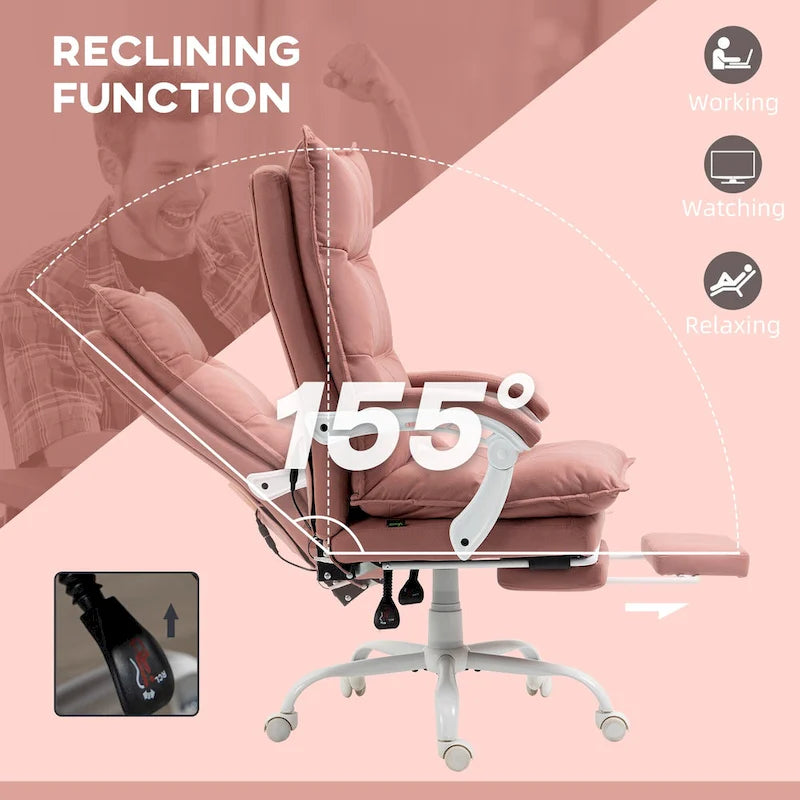 Vinsetto High Back Massage Office Chair with 6 Vibration Points, Heated Reclining Microfiber Computer Chair with Footrest