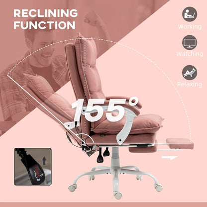 Vinsetto High Back Massage Office Chair with 6 Vibration Points, Heated Reclining Microfiber Computer Chair with Footrest