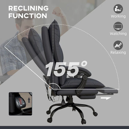 Vinsetto High Back Massage Office Chair with 6 Vibration Points, Heated Reclining Microfiber Computer Chair with Footrest