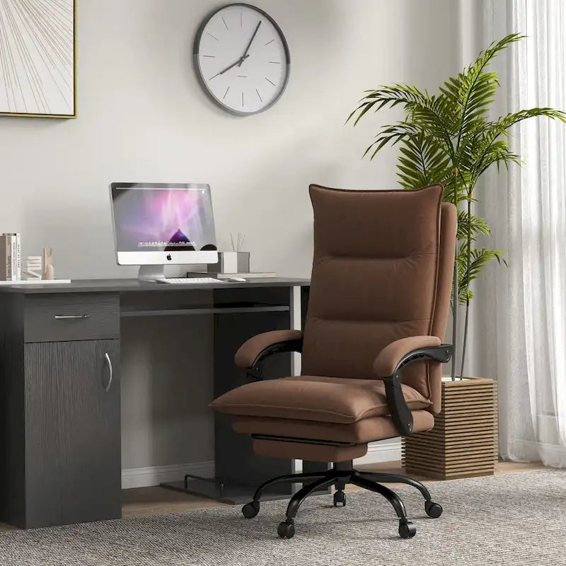 Vinsetto High Back Massage Office Chair with 6 Vibration Points, Heated Reclining Microfiber Computer Chair with Footrest