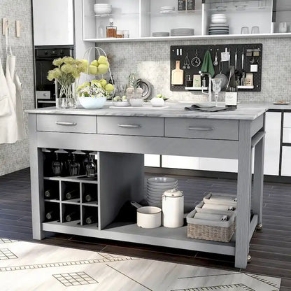 Graneger Farmhouse Wood Multi-Storage Kitchen Island by Furniture of America