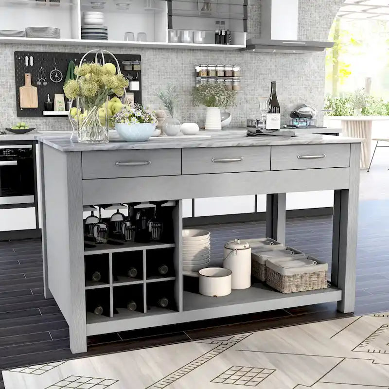 Graneger Farmhouse Wood Multi-Storage Kitchen Island by Furniture of America