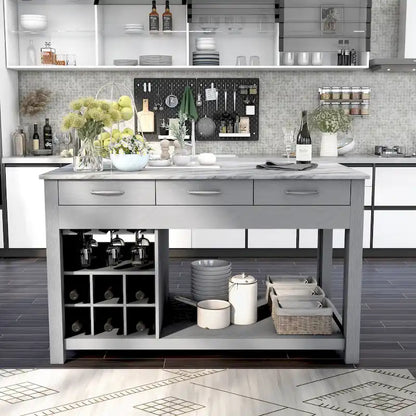 Graneger Farmhouse Wood Multi-Storage Kitchen Island by Furniture of America