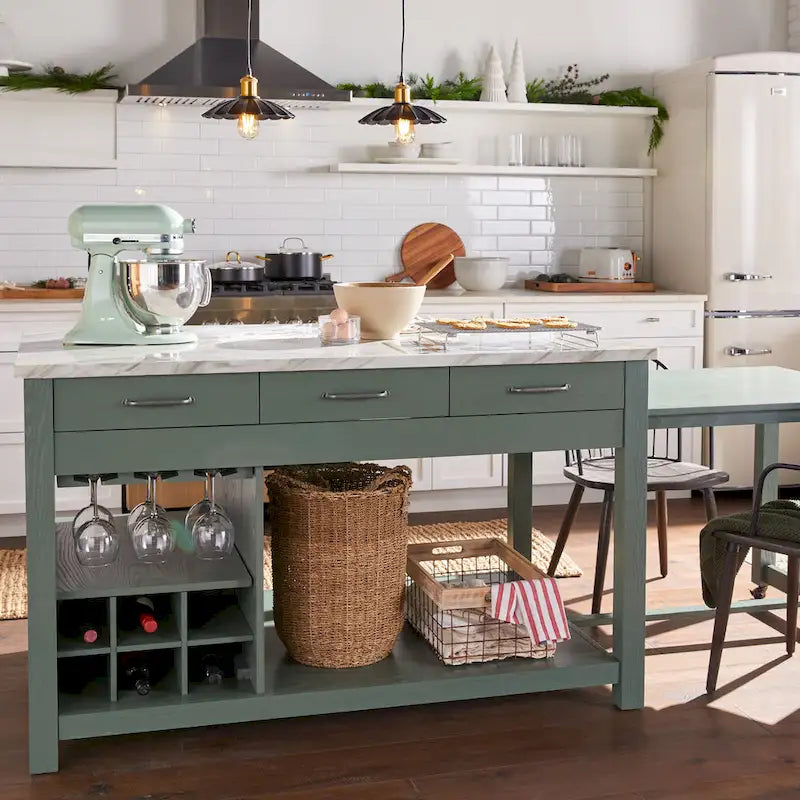 Graneger Farmhouse Wood Multi-Storage Kitchen Island by Furniture of America
