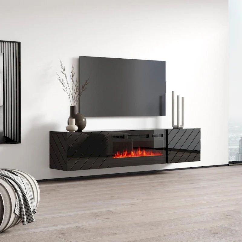 Luxe EF Wall Mounted Electric Fireplace Modern 72 TV Stand