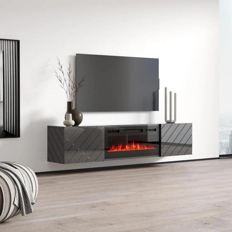 Luxe EF Wall Mounted Electric Fireplace Modern 72 TV Stand