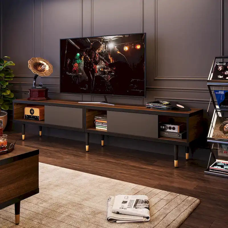 Modern TV Stand up to for 85 inch TVs Entertainment Center with Storage - 80 inch