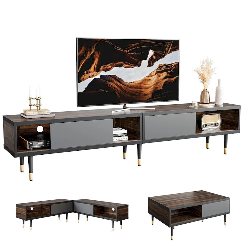 Modern TV Stand up to for 85 inch TVs Entertainment Center with Storage - 80 inch