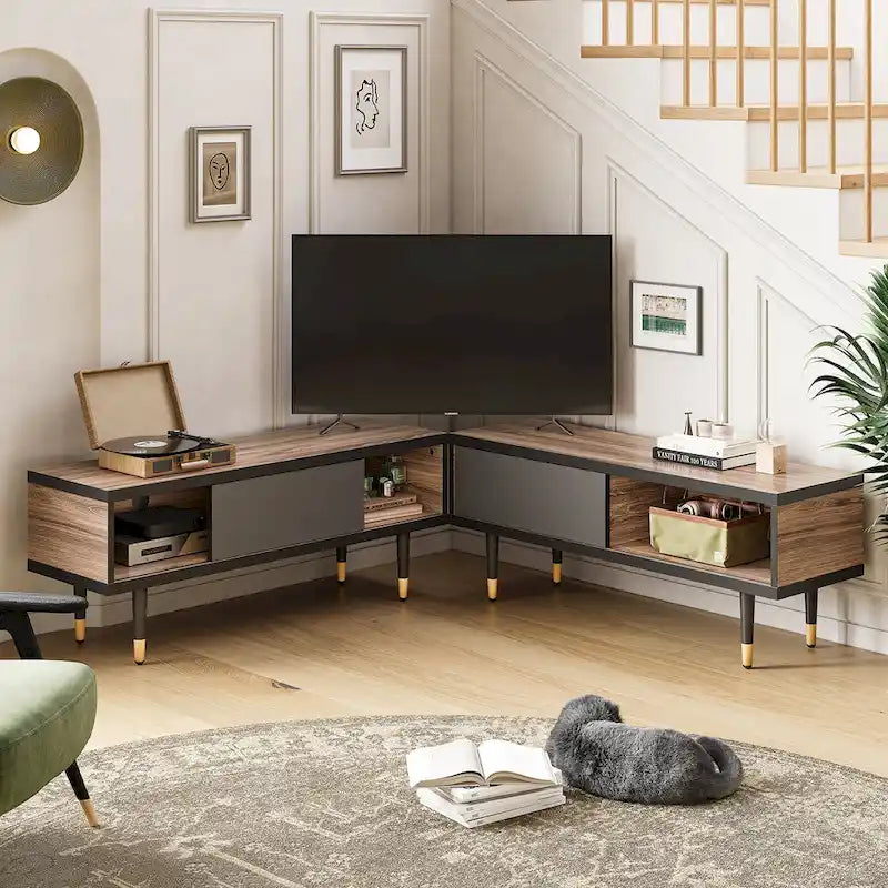 Modern TV Stand up to for 85 inch TVs Entertainment Center with Storage - 80 inch