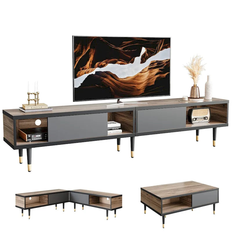 Modern TV Stand up to for 85 inch TVs Entertainment Center with Storage - 80 inch