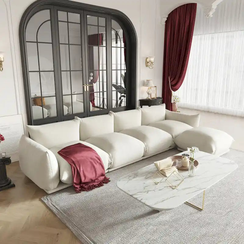 Modular Upholstered Sectional Sofas Chenille Fabric Lounge Counches