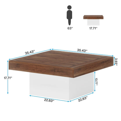 Farmhouse Coffee Table Square LED Coffee Table Engineered Wood Coffee Table