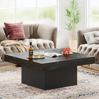Farmhouse Coffee Table Square LED Coffee Table Engineered Wood Coffee Table