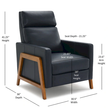 Roland Top Grain Leather Push Back Recliner by Greyson Living