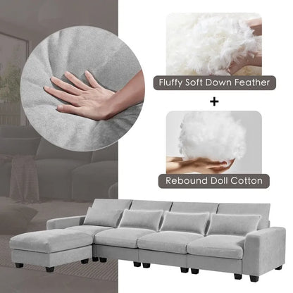 Modern L-Shape Sectional Sofa with Reversible Chaise