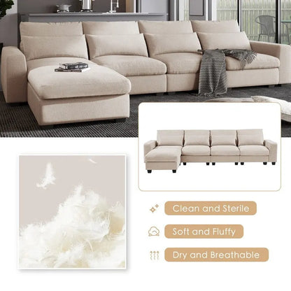 Modern L-Shape Sectional Sofa with Reversible Chaise