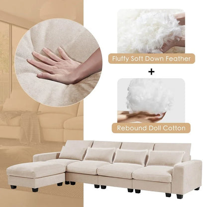 Modern L-Shape Sectional Sofa with Reversible Chaise