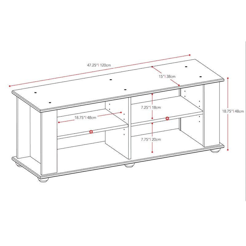 Black TV Stand, accommodates TVs up to 55 or 75