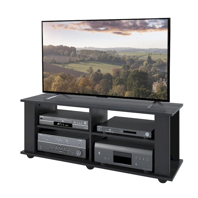 Black TV Stand, accommodates TVs up to 55 or 75