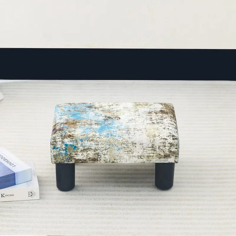 Adeco Velvet Foot Stool Ottoman with Tufted Button