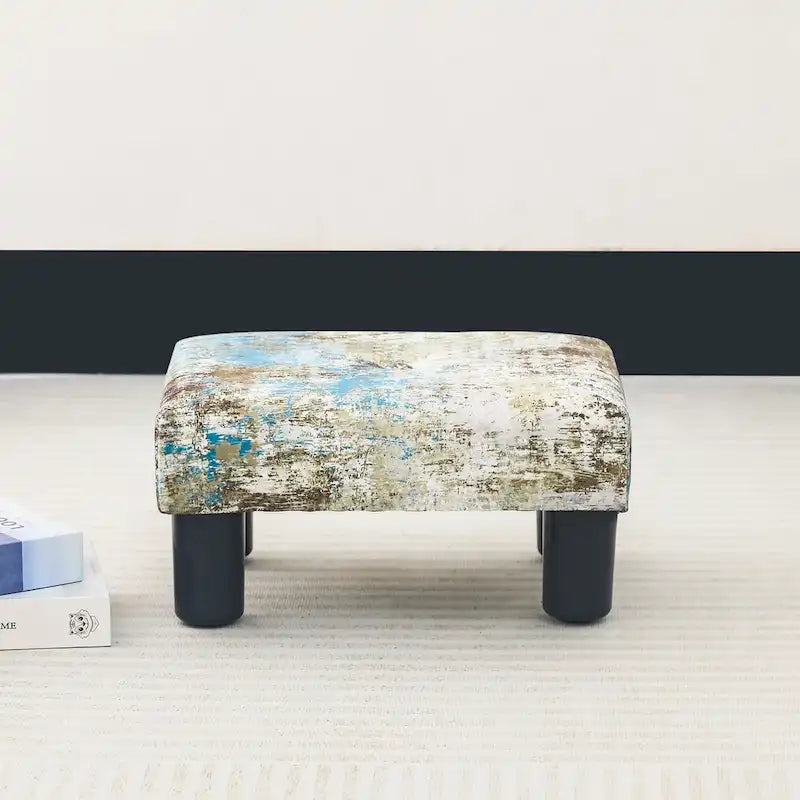 Adeco Velvet Foot Stool Ottoman with Tufted Button