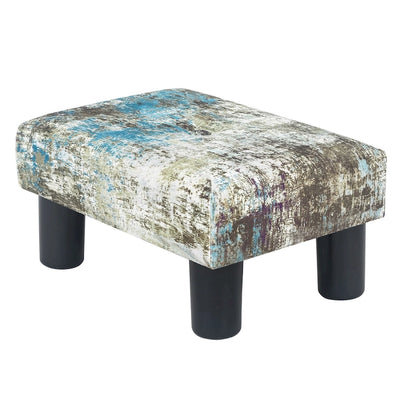 Adeco Velvet Foot Stool Ottoman with Tufted Button