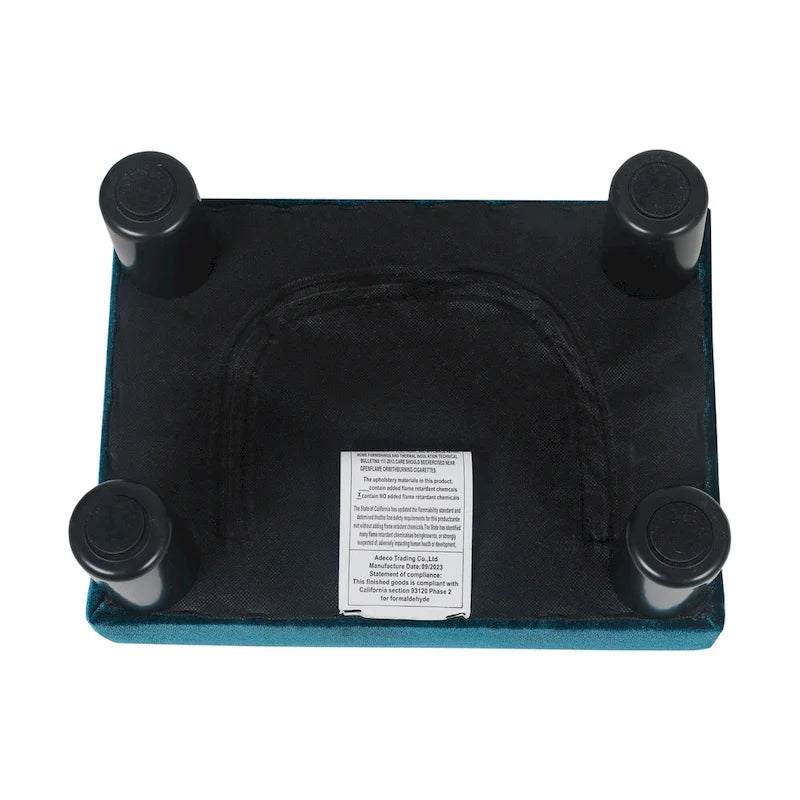 Adeco Velvet Foot Stool Ottoman with Tufted Button