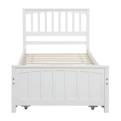 Nestfair Twin Size Wooden Platform Bed with Trundle