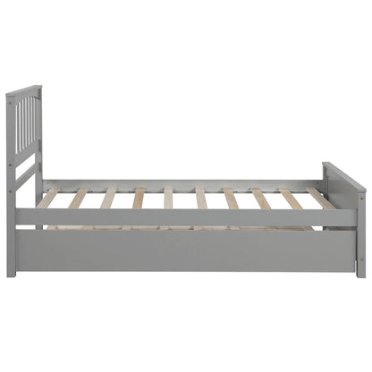 Nestfair Twin Size Wooden Platform Bed with Trundle