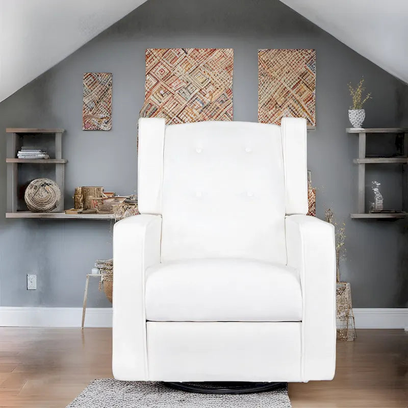 Octavia Solid Wood Microfiber Swivel Glider Rocker Recliner Chair, For Living Room, Bed Room