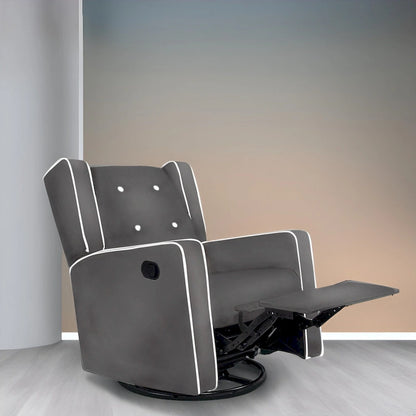 Octavia Solid Wood Microfiber Swivel Glider Rocker Recliner Chair, For Living Room, Bed Room