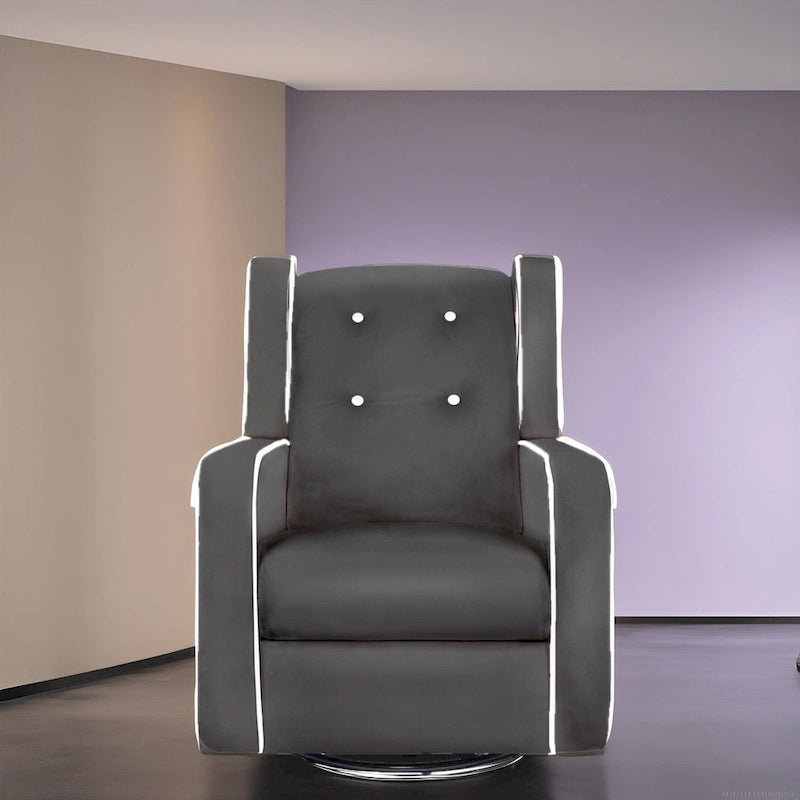 Octavia Solid Wood Microfiber Swivel Glider Rocker Recliner Chair, For Living Room, Bed Room