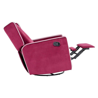 Octavia Solid Wood Microfiber Swivel Glider Rocker Recliner Chair, For Living Room, Bed Room