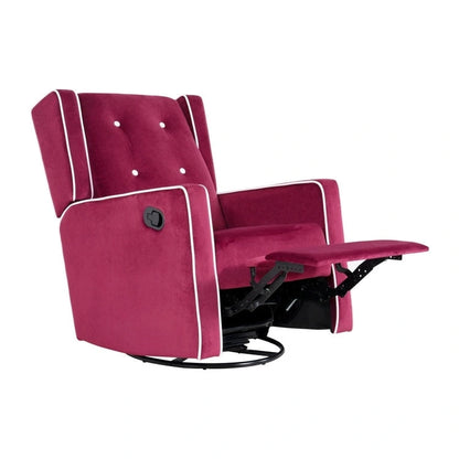 Octavia Solid Wood Microfiber Swivel Glider Rocker Recliner Chair, For Living Room, Bed Room